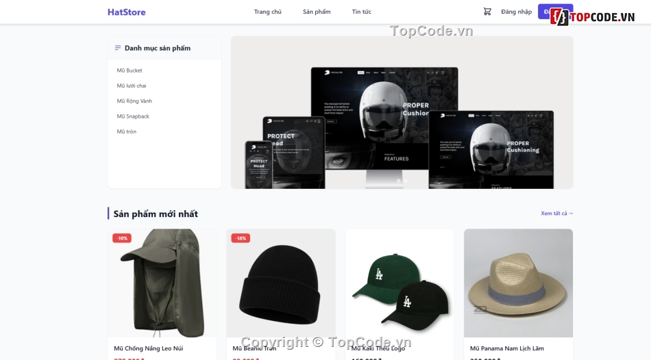 bán web,web app,Code web bán,mũ
